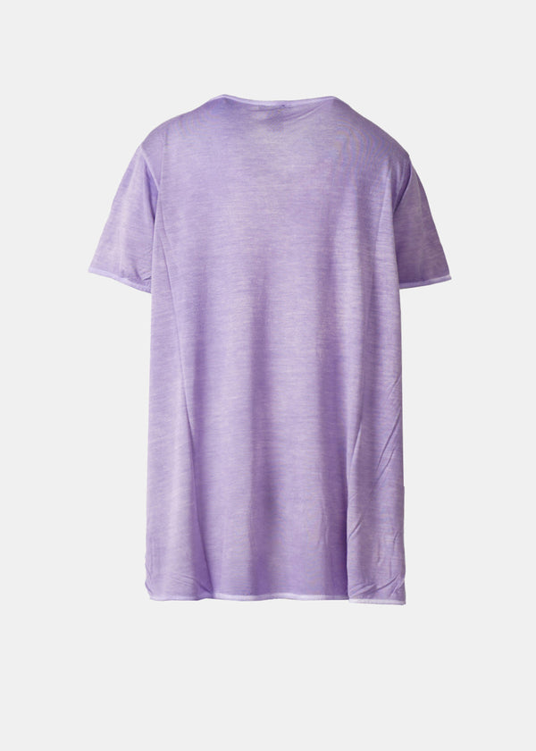 Avant Toi Purple Hand Painted Micromodal Round Neck T-Shirt With Slits - NOBLEMARS