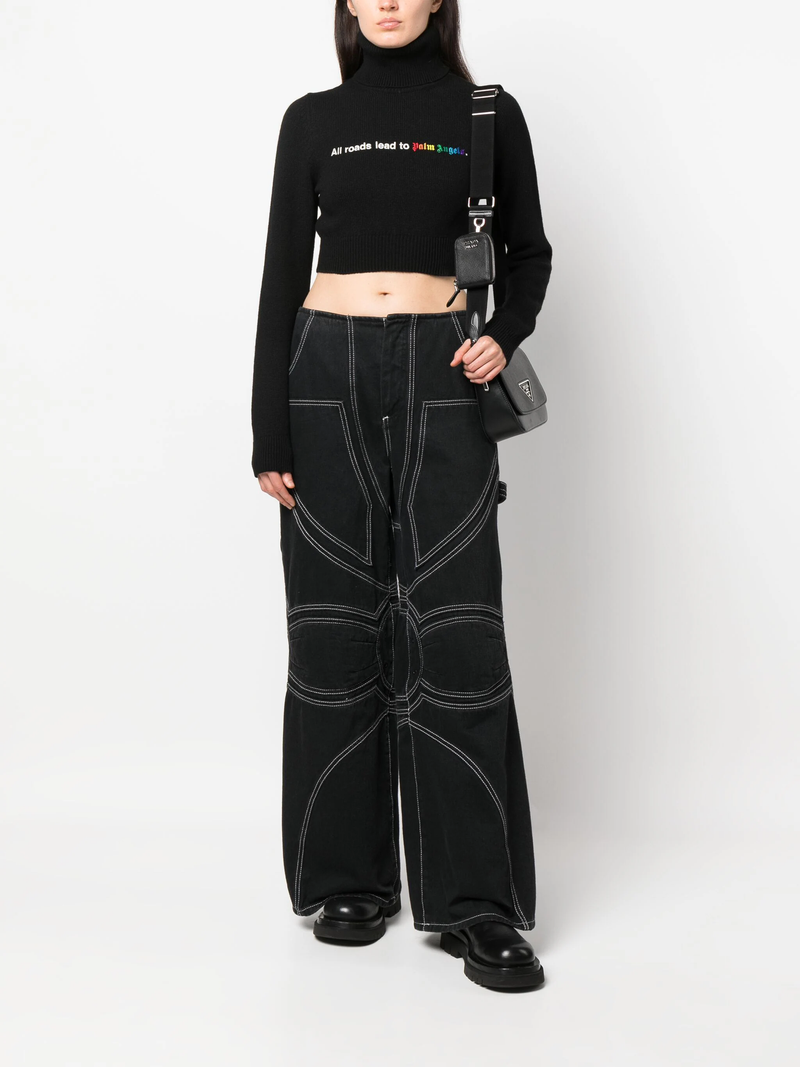 PALM ANGELS WOMEN ALL ROADS CROPPED TURTLENECK - NOBLEMARS