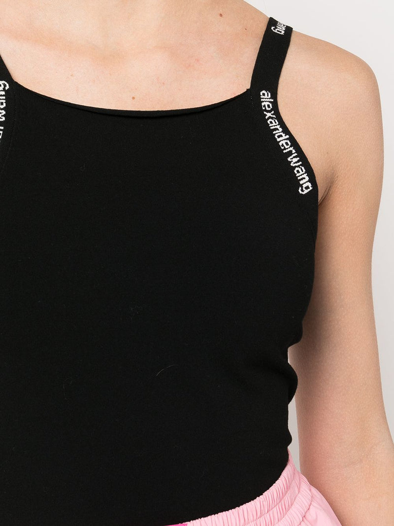 T BY ALEXANDER WANG WOMEN   BODYCON TANK WITH LOGO JACQUARD TRIMS - NOBLEMARS
