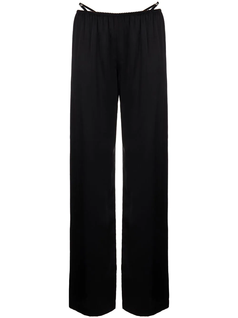 T BY ALEXANDER WANG WOMEN FULL LENGTH WIDE LEG PANTS WITH CRYSTAL THONG DETAIL - NOBLEMARS
