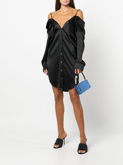 T BY ALEXANDER WANG WOMEN OFF THE SHOULDER SHIRT DRESS WITH SCRUNCHIE STRAP - NOBLEMARS