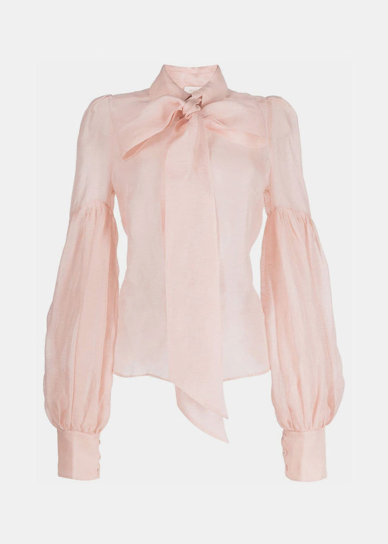 Zimmermann Light Pink Dancer Tie Neck Blouse - NOBLEMARS