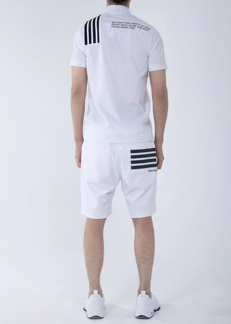 PEARLY GATES White Stretch Waffle Short Sleeve High Neck Polo Shirt - NOBLEMARS