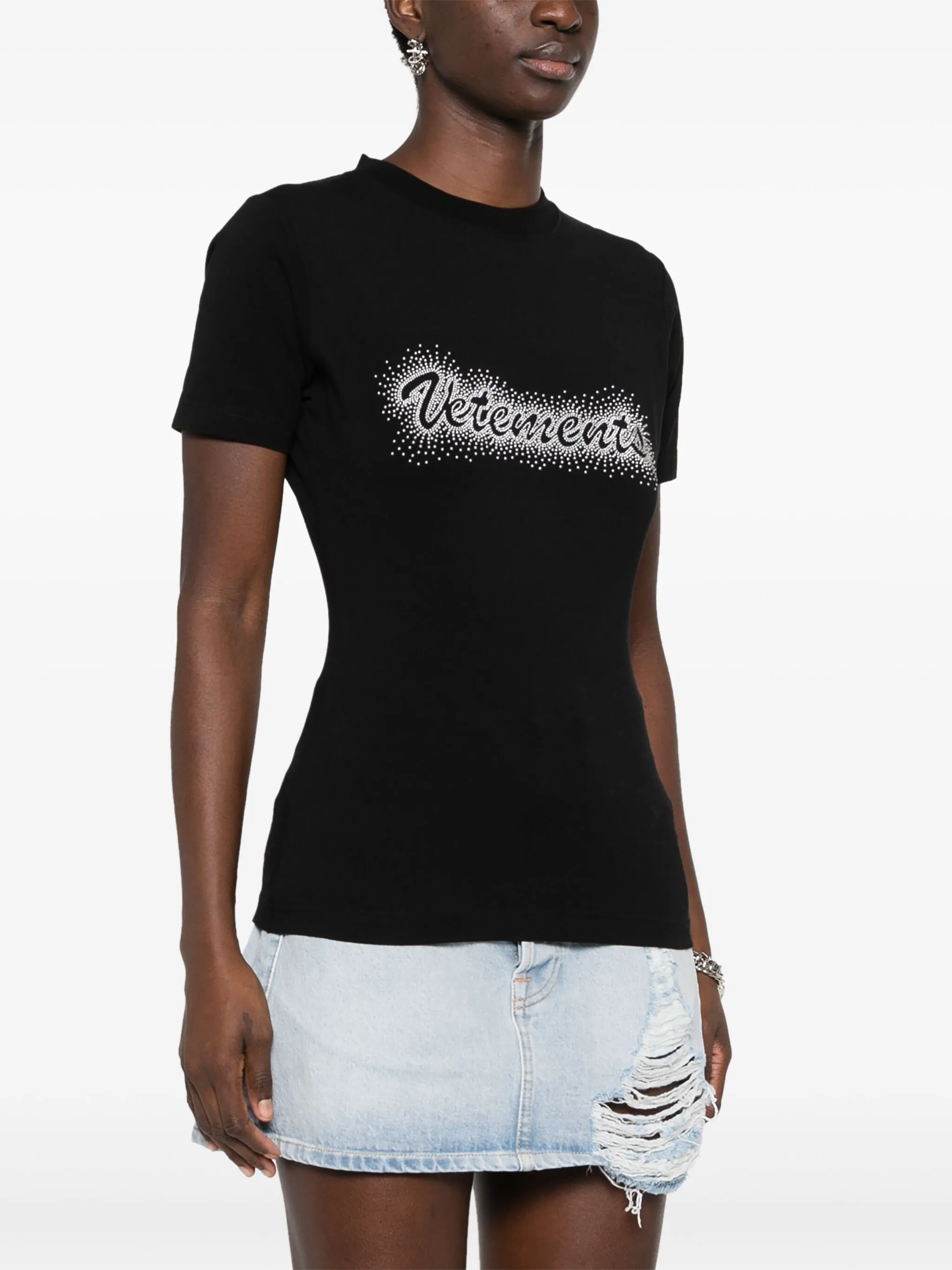 VETEMENTS Women Bling Logo Fitted T-Shirt - NOBLEMARS