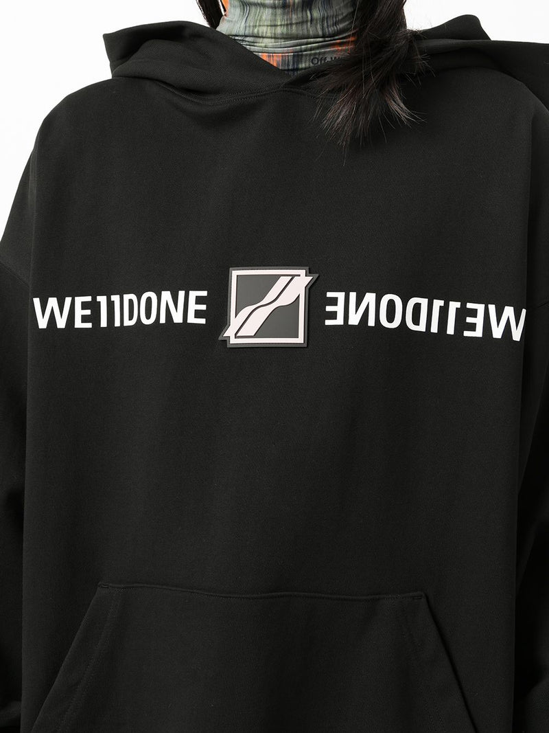 WE11DONE UNISEX PATCHED MIRROR LOGO HOODIE - NOBLEMARS
