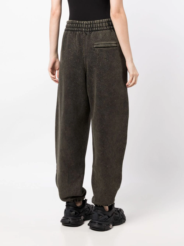 T BY ALEXANDER WANG WOMEN GLITTER ESSENTIAL TERRY SWEATPANTS WITH PUFF LOGO - NOBLEMARS