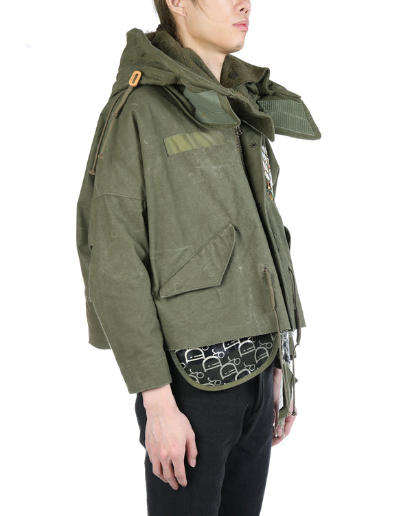 READYMADE VINTAGE ARMY TENT CUT FISHTAIL PARKA WITH PINS - NOBLEMARS
