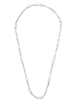 MAOR SICAR NECKLACE IN OXIDIZED SILVER WITH WHITE PEARLS - NOBLEMARS