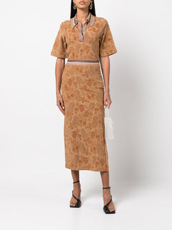 MAME KUROGOUCHI WOMEN FLOWERED VELOUR JACQUARD SKIRT