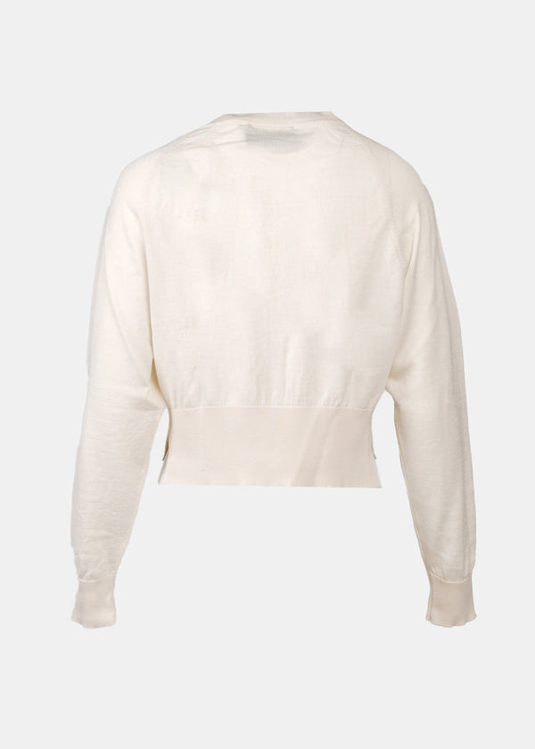 Simone Rocha LONG SLEEVE FITTED CROPPED CARDIGAN W/ EMBL PATCH - NOBLEMARS