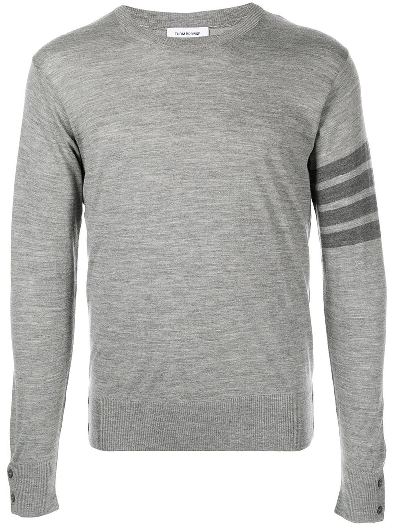 THOM BROWNE MEN CLASSIC PULLOVER WITH TONAL 4BAR IN SUSTAINABLE FINE MERINO WOOL - NOBLEMARS