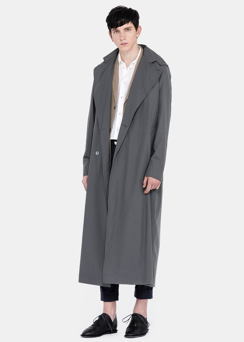Federico Curradi Rock Blue Double-Breasted Trench Coat - NOBLEMARS