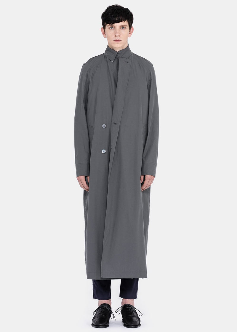 Federico Curradi Rock Blue Double-Breasted Trench Coat - NOBLEMARS