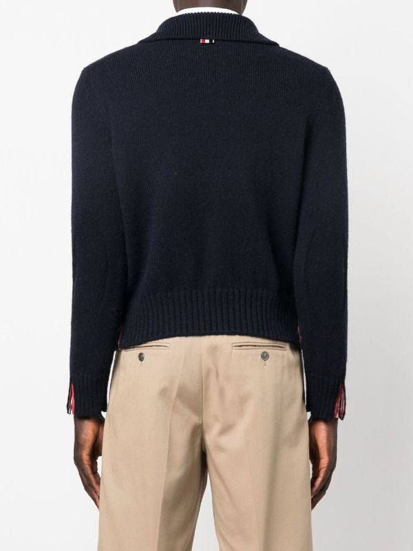 THOM BROWNE MEN JERSEY STITCH POLO COLLAR PULLOVER - NOBLEMARS