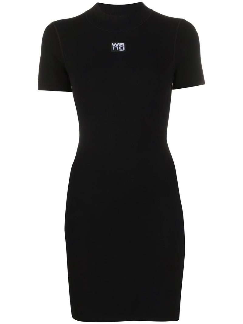 T BY ALEXANDER WANG WOMEN BODYCON CREWNECK TEE DRESS WITH LOGO PATCH - NOBLEMARS