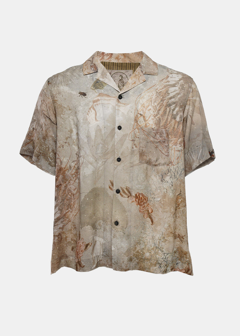 Ziggy Chen Grey Printed Short Sleeve Shirt - NOBLEMARS