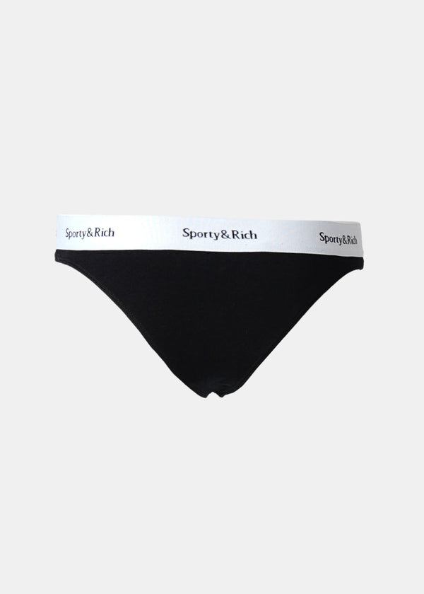 Sporty & Rich Black Serif Logo Thong - NOBLEMARS