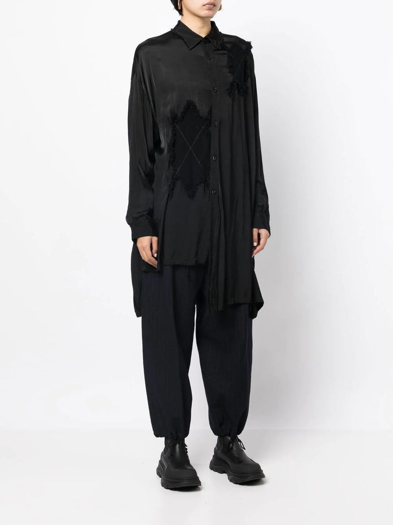 Y'S WOMEN OVERSIZE PATCHED SHIRT