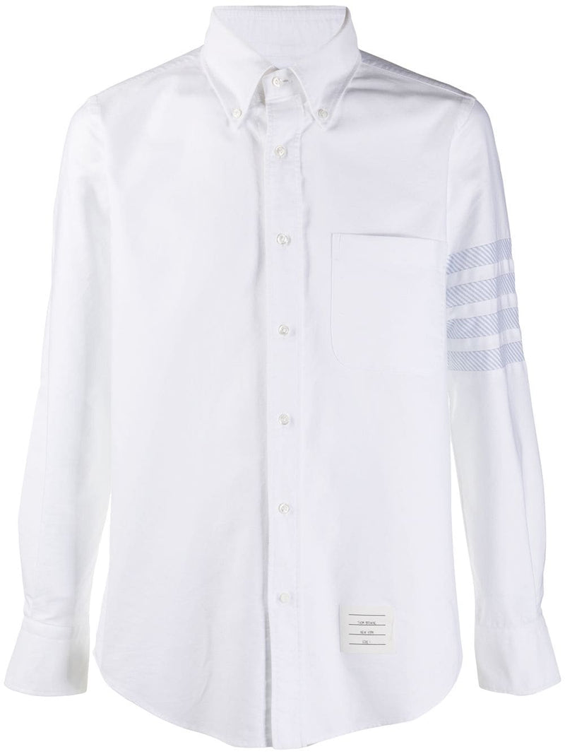 THOM BROWNE MEN STRAIGHT FIT BUTTON-DOWN SHIRT W/ SEAMD IN 4 BAR LONG SLEEVE IN OXFORD - NOBLEMARS