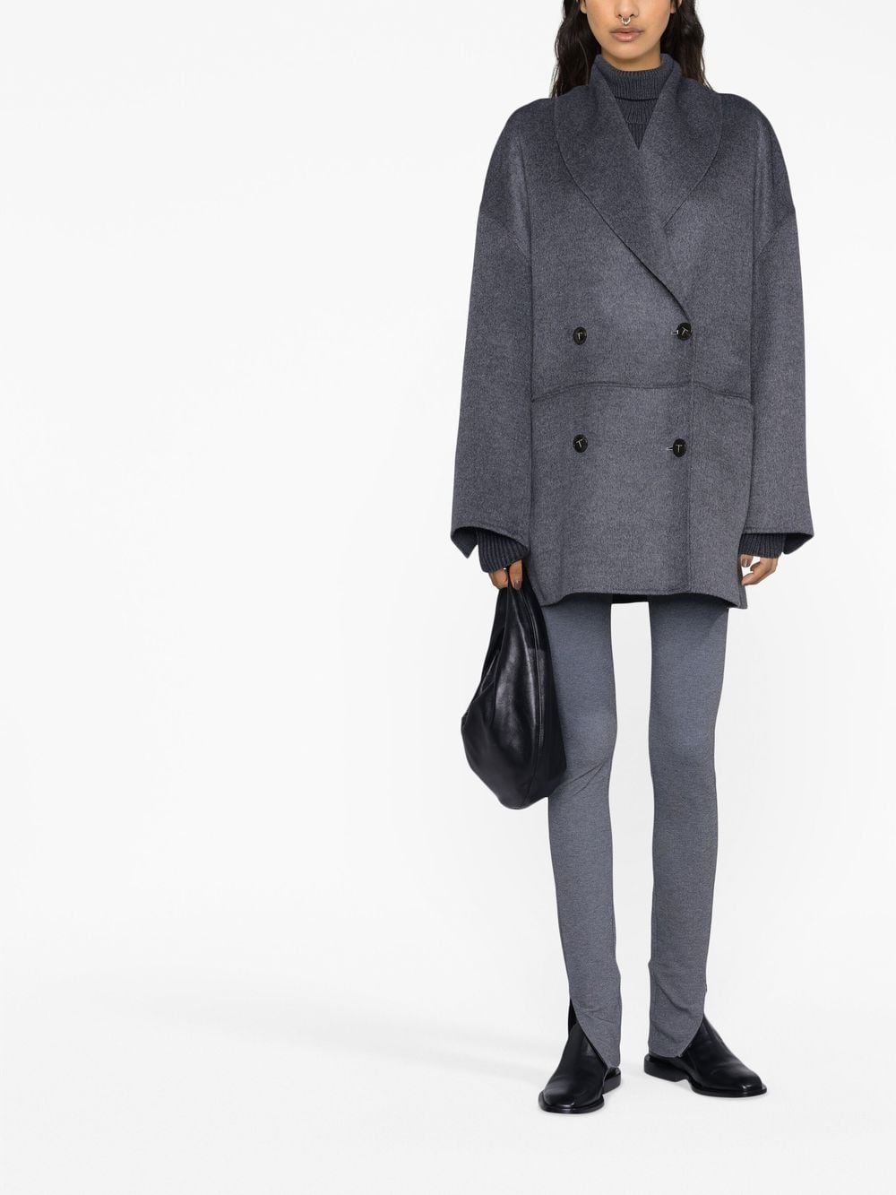 Doublé wool overcoat grey mélange – TOTEME