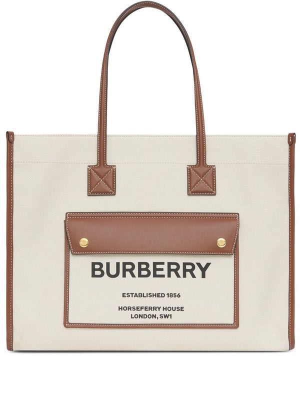 Burberry Women Medium Two-Tone Canvas & Leather Freya Bag