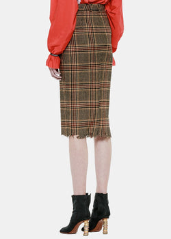 VETEMENTS Brown Check Wrapped Pencil Skirt - NOBLEMARS