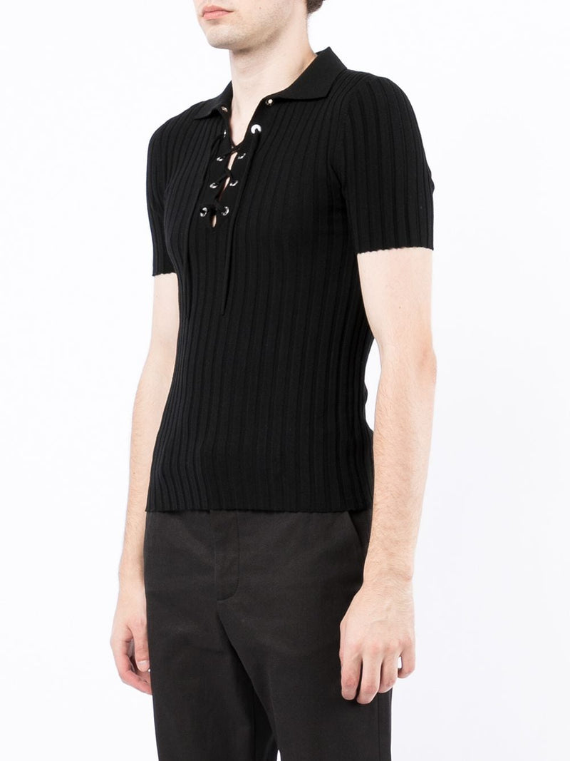 DION LEE WOMEN MERINO LACE UP PLACKET POLO - NOBLEMARS
