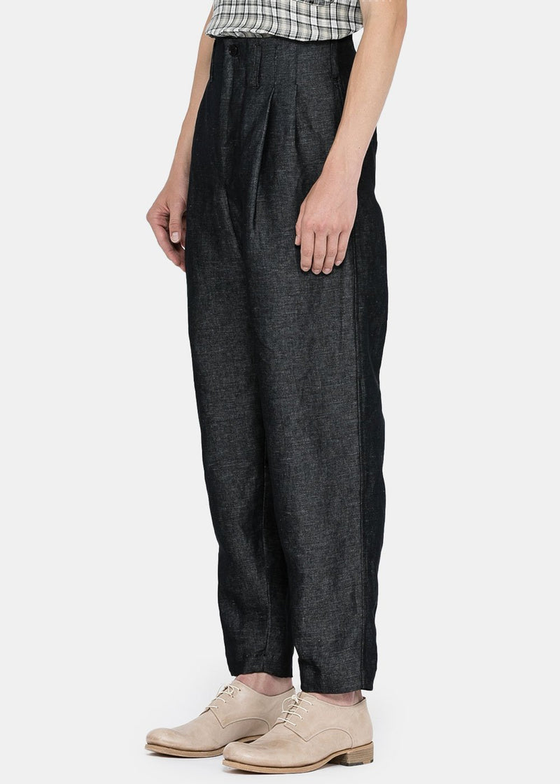 Nicholas Daley Black Two-Pleat Trousers - NOBLEMARS