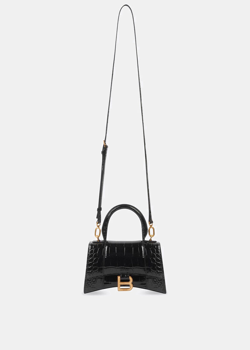 Balenciaga Black Hourglass XS Top Handle Bag - NOBLEMARS