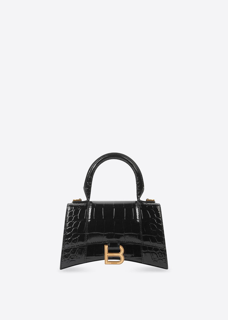 Balenciaga Black Hourglass XS Top Handle Bag - NOBLEMARS