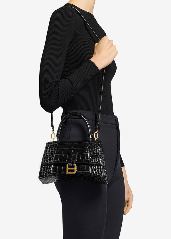 Balenciaga Black Hourglass S Top Handle Bag - NOBLEMARS