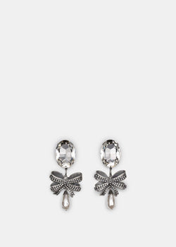 Alessandra Rich Crystal Bow Pearl Drop Earring - NOBLEMARS
