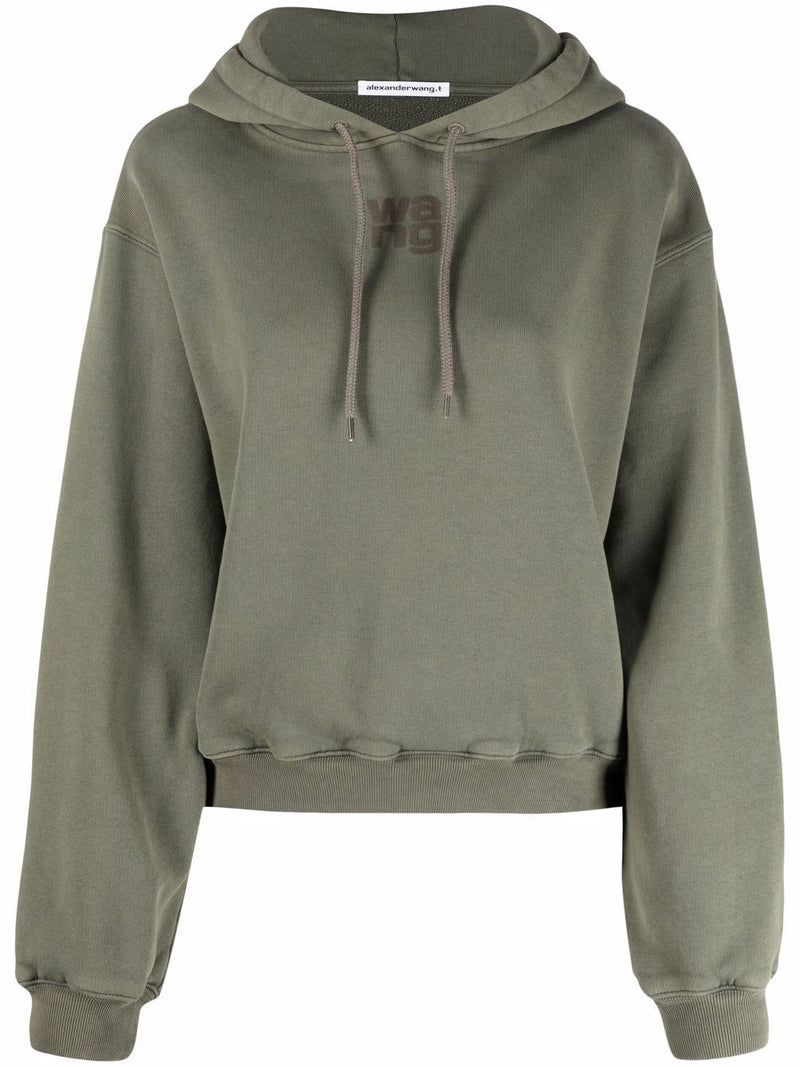 T BY ALEXANDER WANG WOMEN STRUCTURED TERRY HOODIE WITH PUFF PAINT LOGO - NOBLEMARS