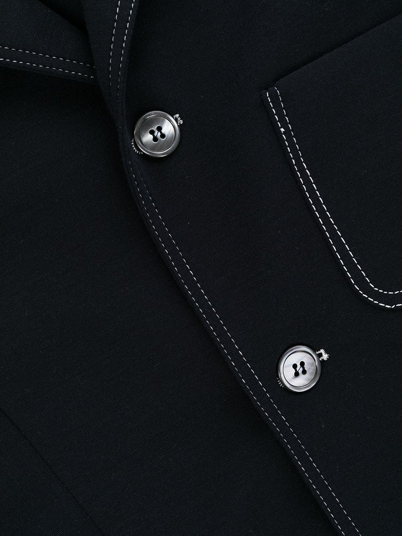 Navy Wool Tech Milano Contrast Stitch Jacket