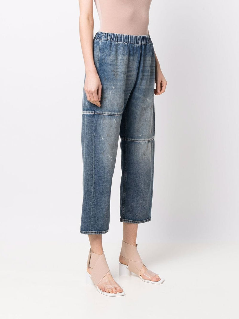 MM6 WOMEN ELASTICATED CROPPED JEANS - NOBLEMARS