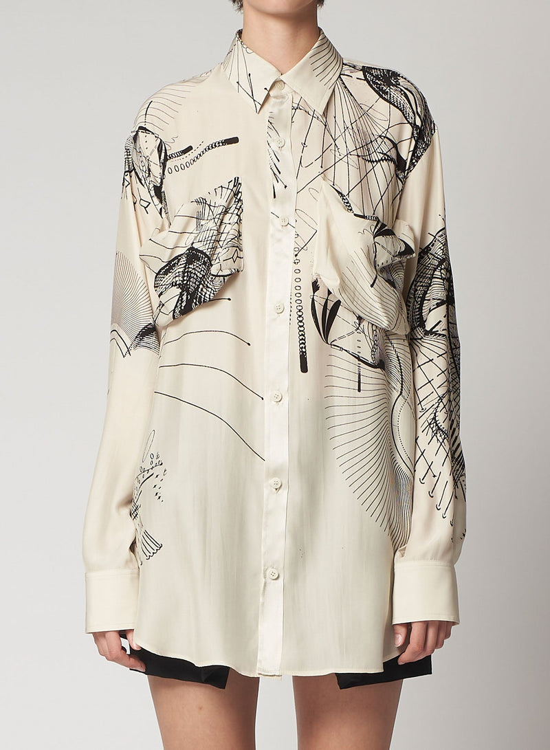 YOHJI YAMAMOTO WOMEN SILK PRINTED SHIRT - NOBLEMARS