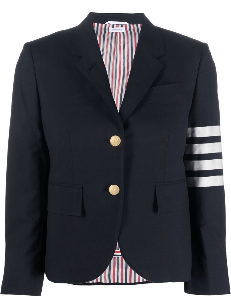 THOM BROWNE WOMEN HIGH ARMHOLE SPORT COAT - FIT 3 - IN ENGINEERED 4 BAR PLAIN WEAVE SUITING