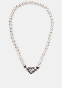 Alessandra Rich Single Strand Pearl Heart Necklace - NOBLEMARS