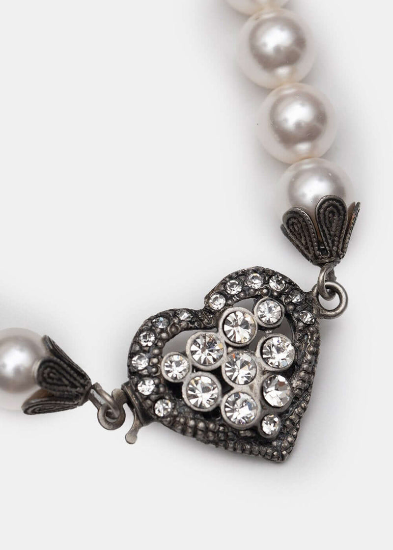 Alessandra Rich Single Strand Pearl Heart Necklace - NOBLEMARS