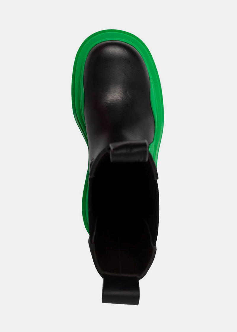 Bottega Veneta Black & Green Tire Chelsea Boots - NOBLEMARS
