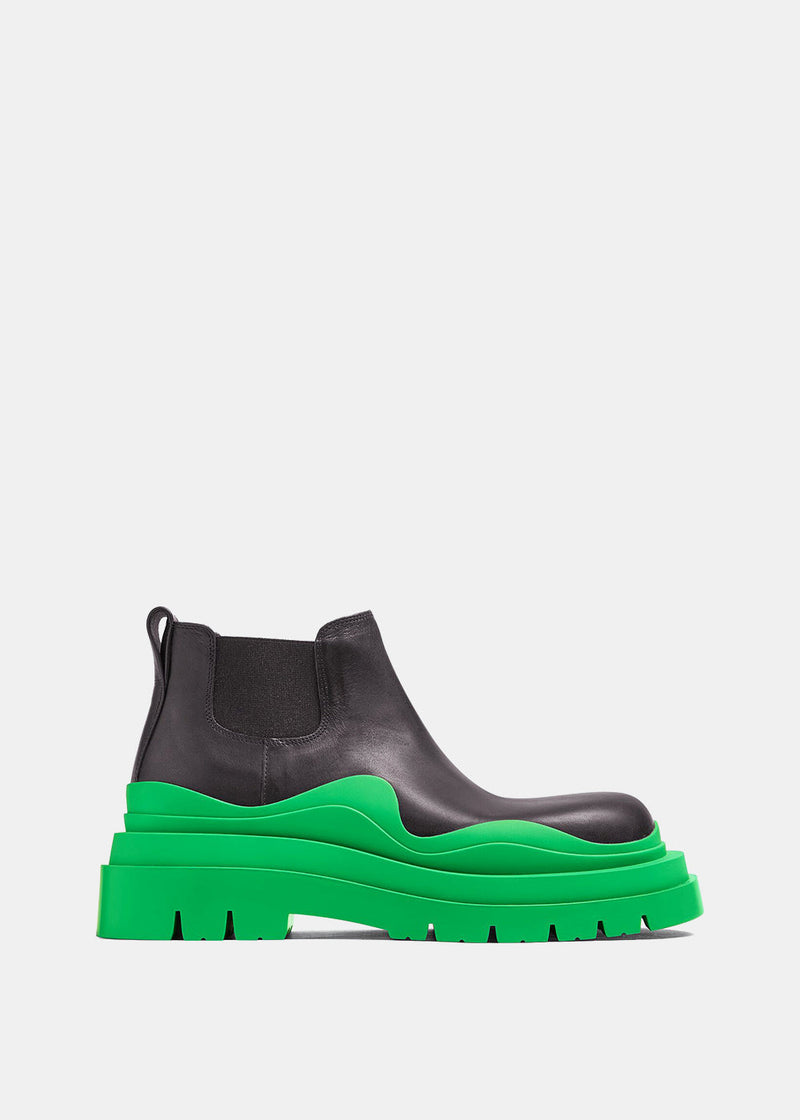 Bottega Veneta Black & Green Tire Ankle Boots