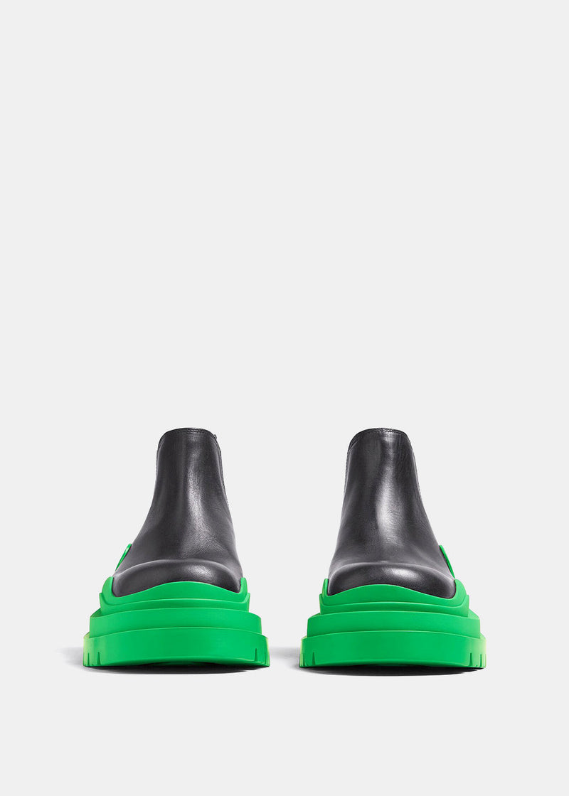 Bottega Veneta Black & Green Tire Ankle Boots