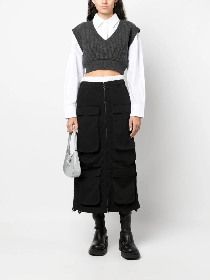 T BY ALEXANDER WANG WOMEN BILAYER V-NECK WAFFLE VEST W/ OXFORD SHIRTING - NOBLEMARS