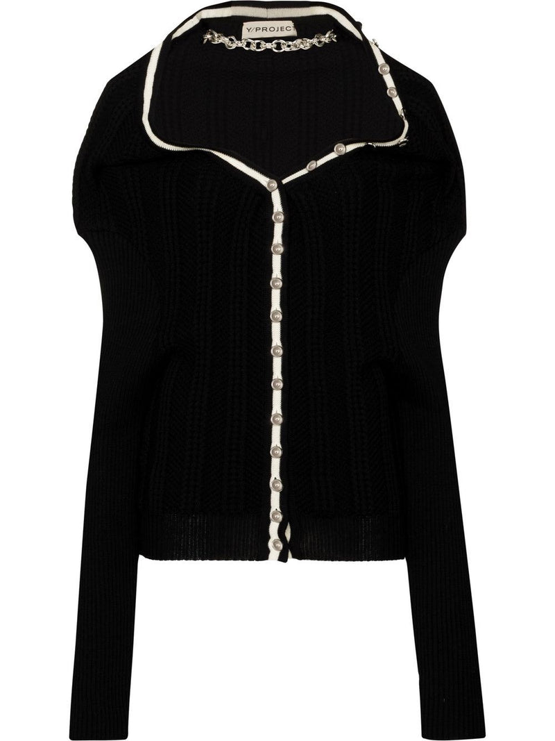 Y/PROJECT WOMEN CLASSIC RUFFLE NECKLACE CARDIGAN - NOBLEMARS