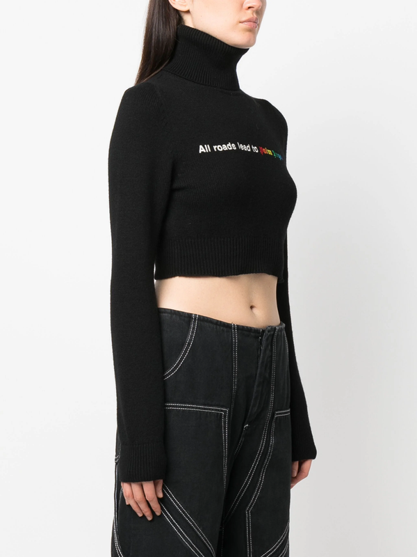 PALM ANGELS WOMEN ALL ROADS CROPPED TURTLENECK - NOBLEMARS