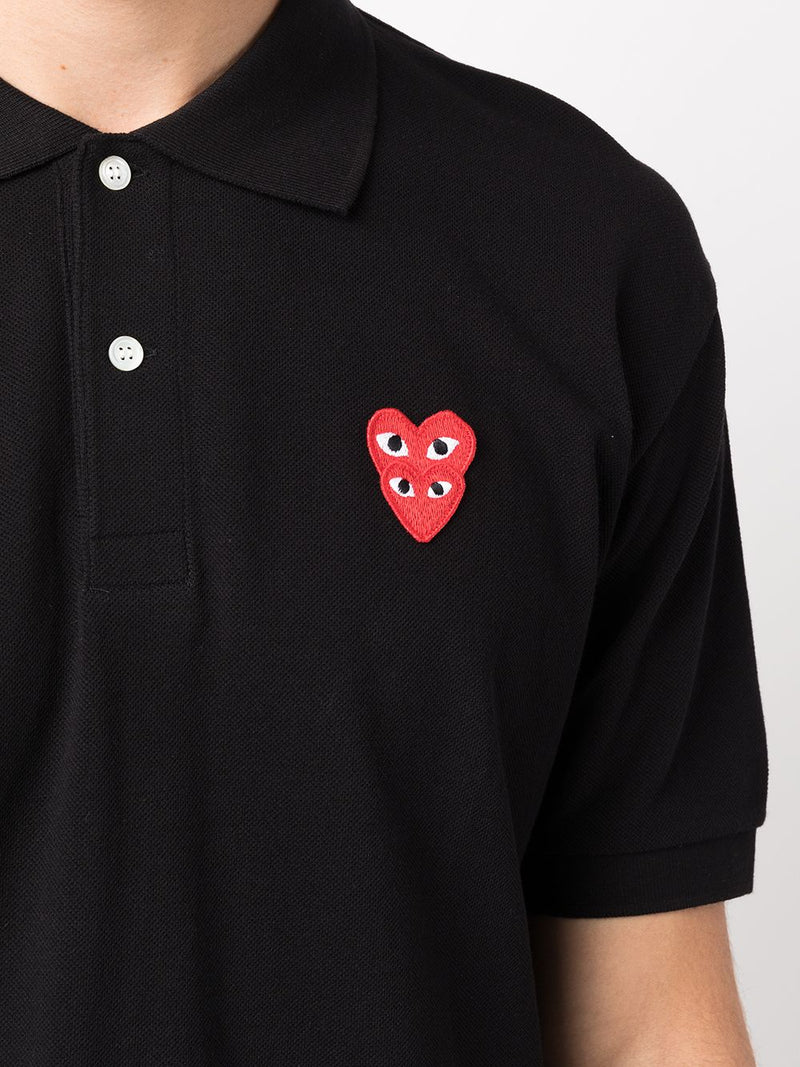 COMME DES GARCONS PLAY MEN LAYERED HEARTS POLO SHIRT - NOBLEMARS