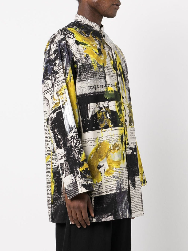 YOHJI YAMAMOTO POUR HOMME NEWSPAPER PRINT SHIRT - NOBLEMARS