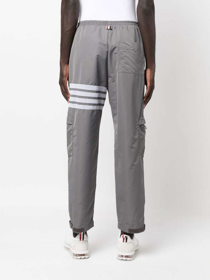 THOM BROWNE MEN PACKABLE TROUSERS W/ SEAMED IN MESH 4 BAR STRIPE IN MILITARY RIPSTOP - NOBLEMARS