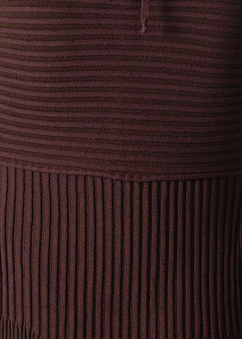 Andre¨¡damo Brown Ribbed Knit Sleeveless Bodysuit - NOBLEMARS