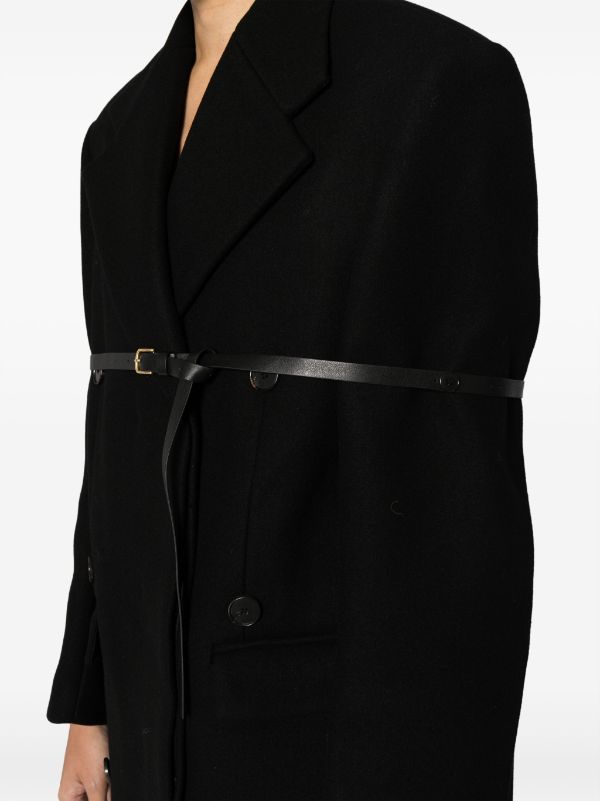 RECTO WOMEN GIVERNY FELT BELT DETAIL DOUBLE BREASTED COAT - NOBLEMARS